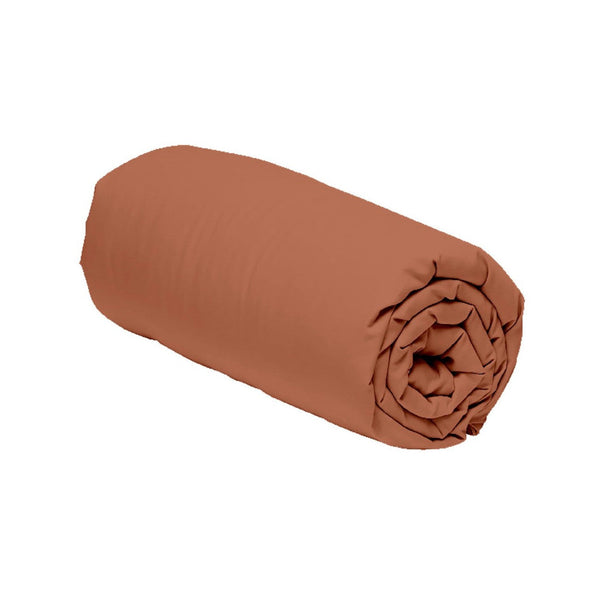 Drap Housse - 100% Percale 80 Fils - Terracotta