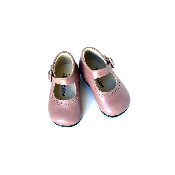 Chaussures Babies Charles Ix Alice À Boucle - Cuir Vieux Rose - Fille