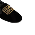 Ballerines - Miu Miu Logo Velvet Flats - Black