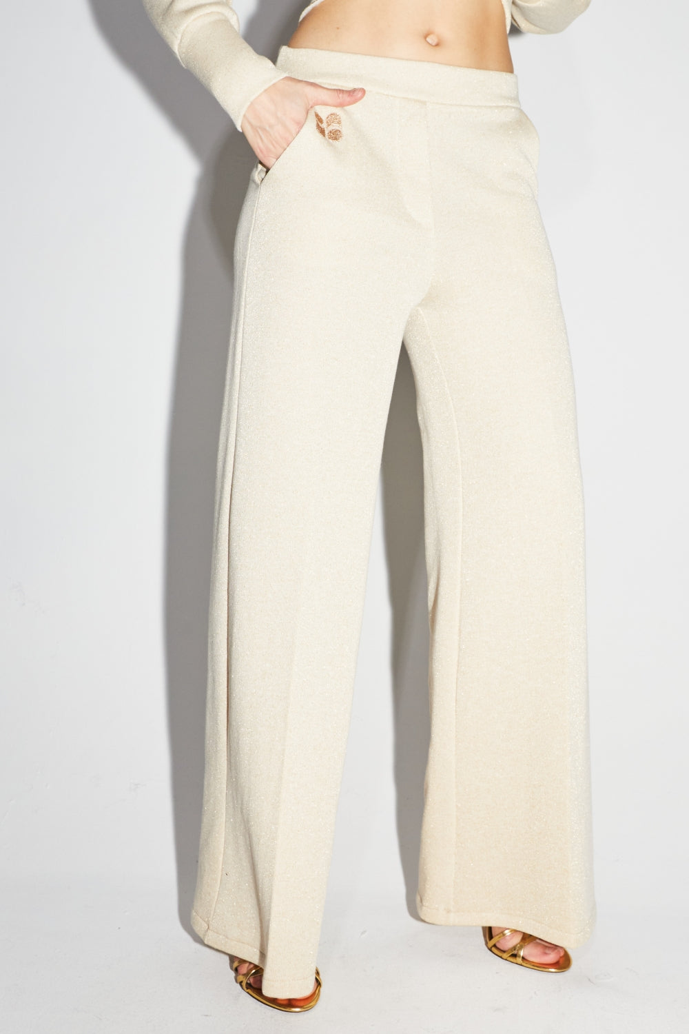 Le Pantalon Neil En Jersey Lurex Beige