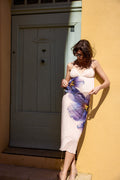 Jupe midi en tulle imprimée orchidée