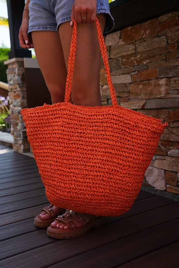 Sac En Paille Opale - Orange