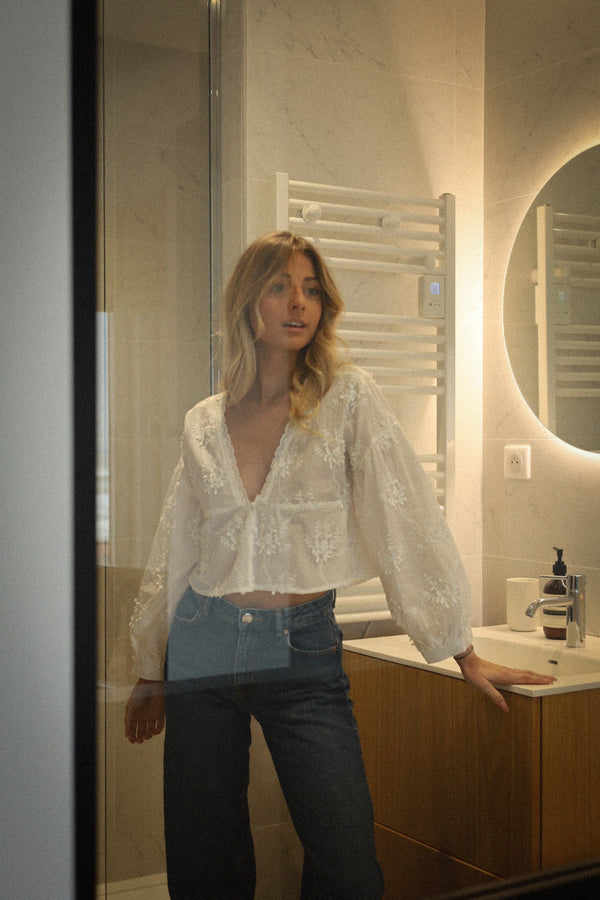 Blouse Brodée Nawell - Blanche