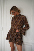Robe Imprimée Marine - Marron