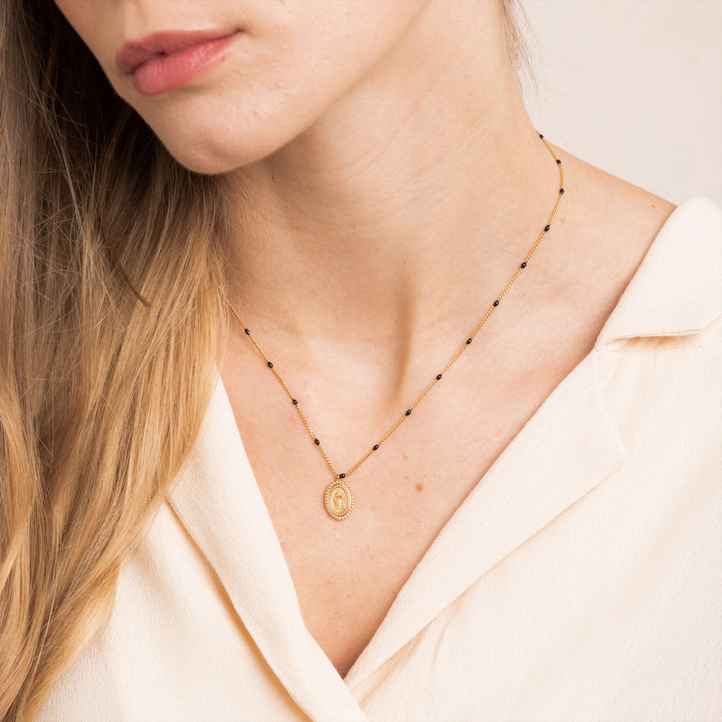 Collier Fleur - Noir