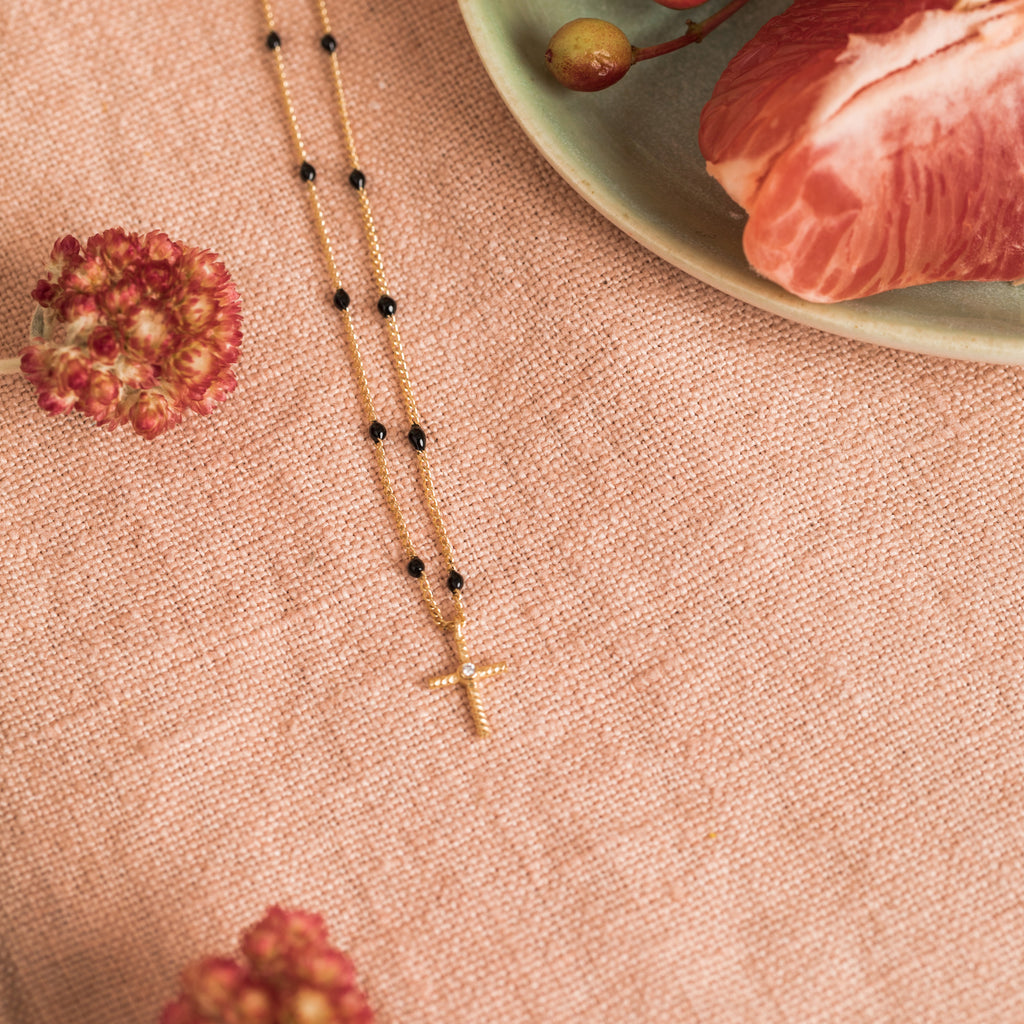 Collier Croix - Noir