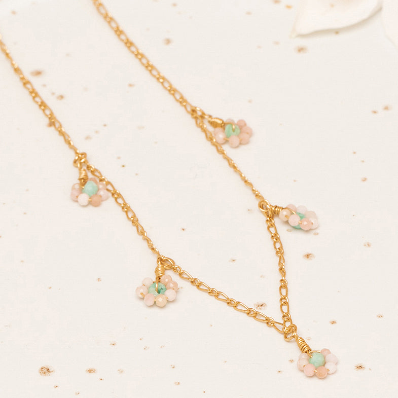 Collier Neila - Amazonite & Opale Rose