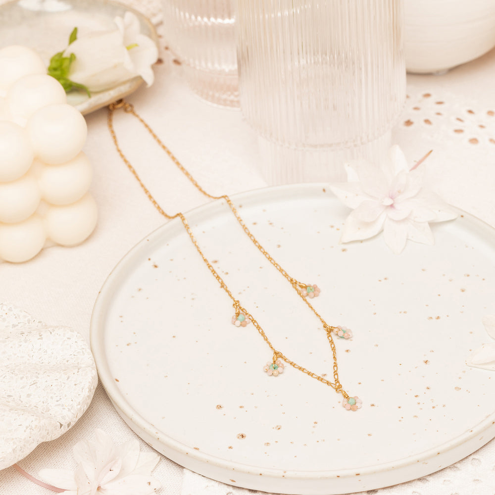 Collier Neila - Amazonite & Opale Rose