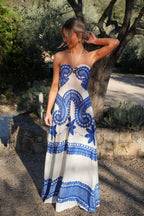 Robe Brodée Olympe - Bleue