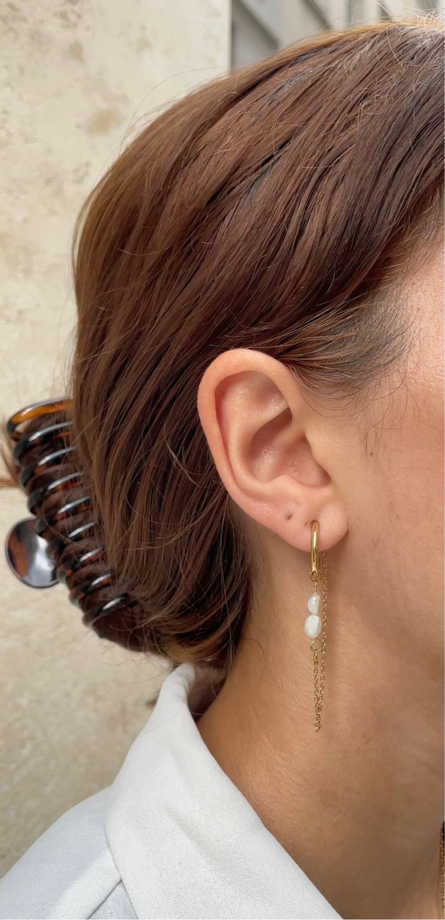 Boucles D'Oreilles Double Pearl