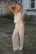 Top Boutonné Amanda - Taupe
