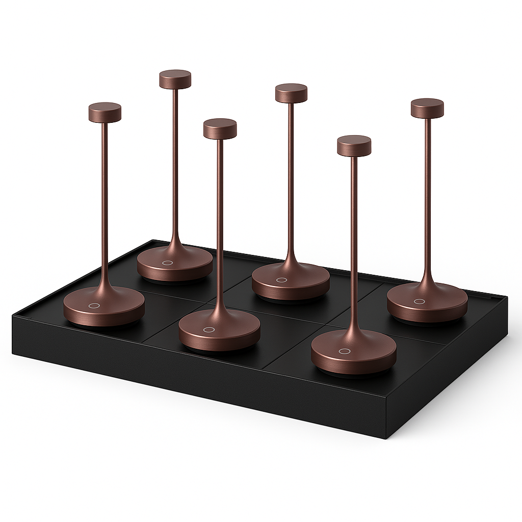 Ruby - Lampe De Table Sans Fil - Acier - Marron