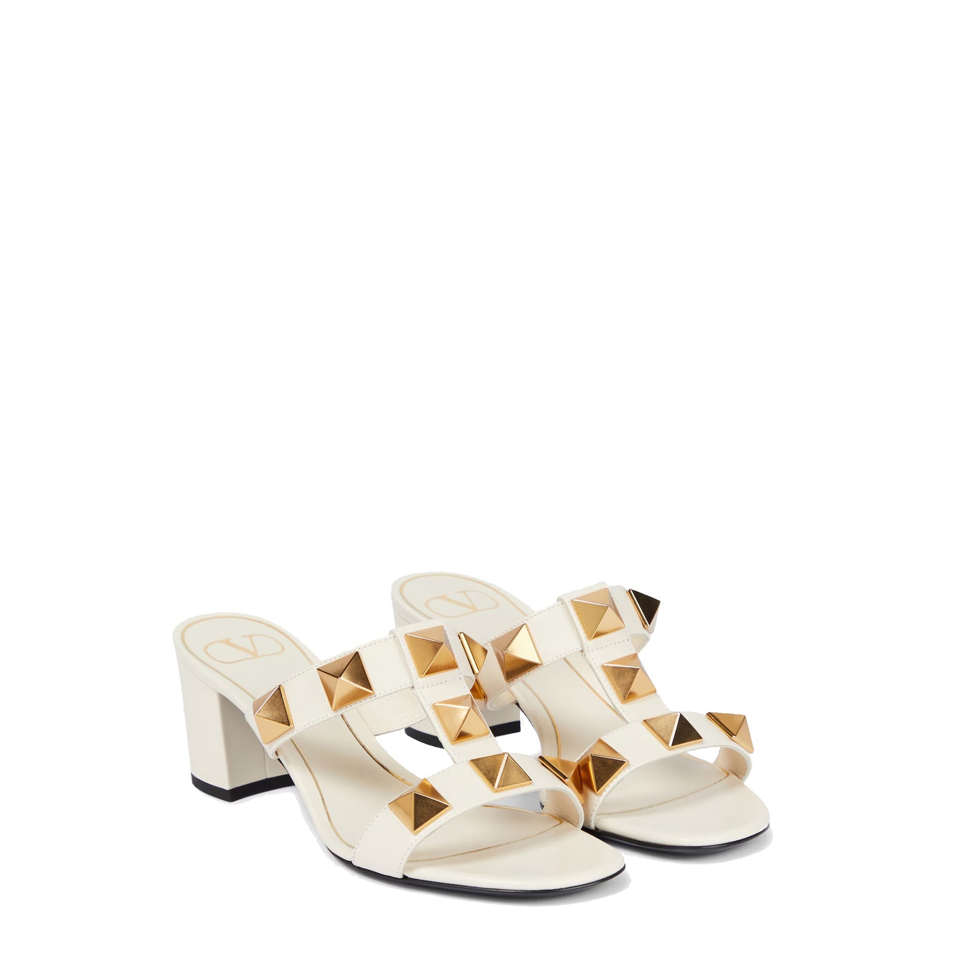 Sandales Valentino Garavani Roman Stud Leather - Cream - Femme