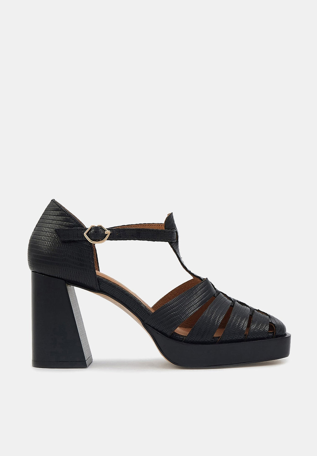 Sandales À Talons Carrie - Cuir Façon Lézard Noir