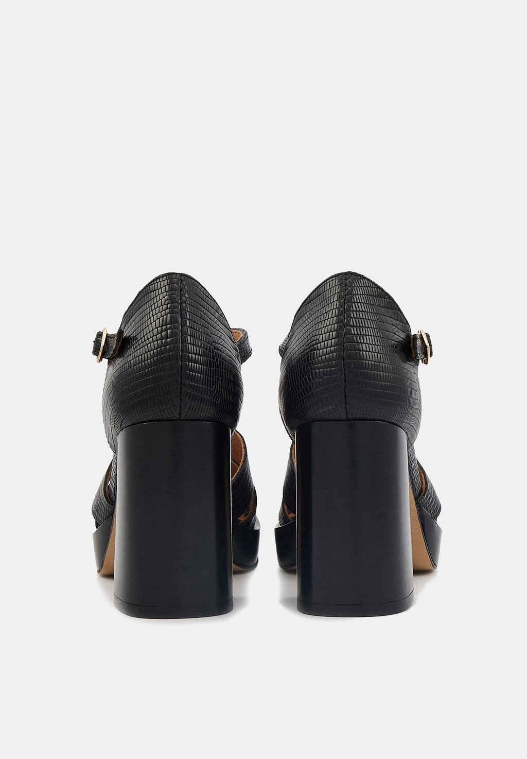 Sandales À Talons Carrie - Cuir Façon Lézard Noir
