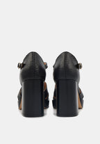 Sandales À Talons Carrie - Cuir Façon Lézard Noir