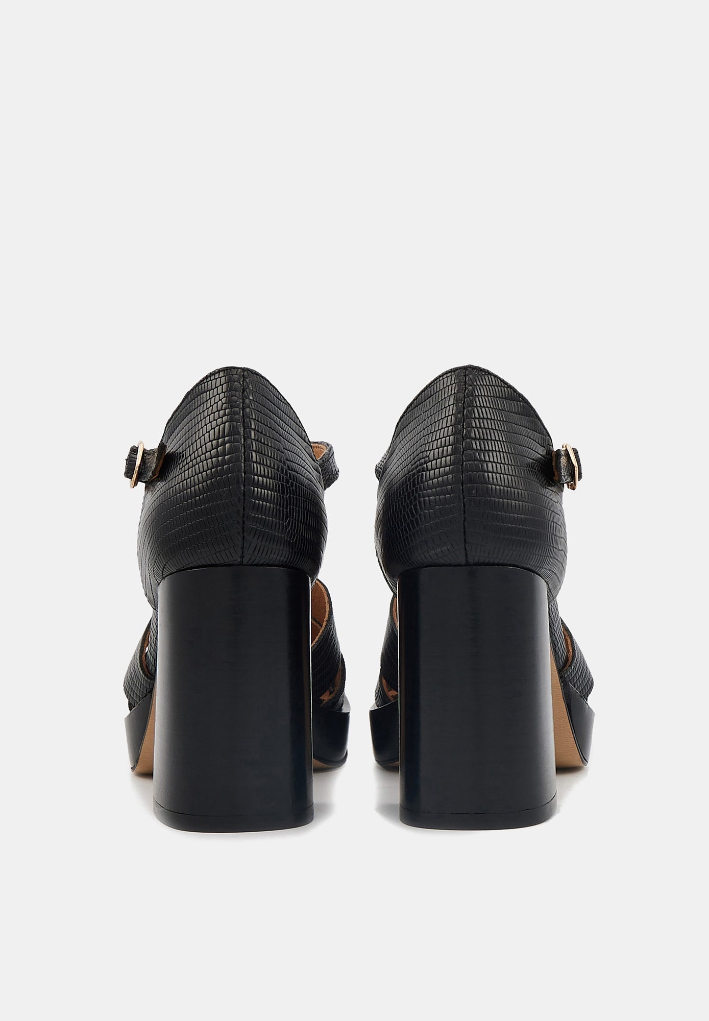 Sandales À Talons Carrie - Cuir Façon Lézard Noir