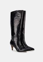 Bottes À Talons - Cuir Noir - Adriana