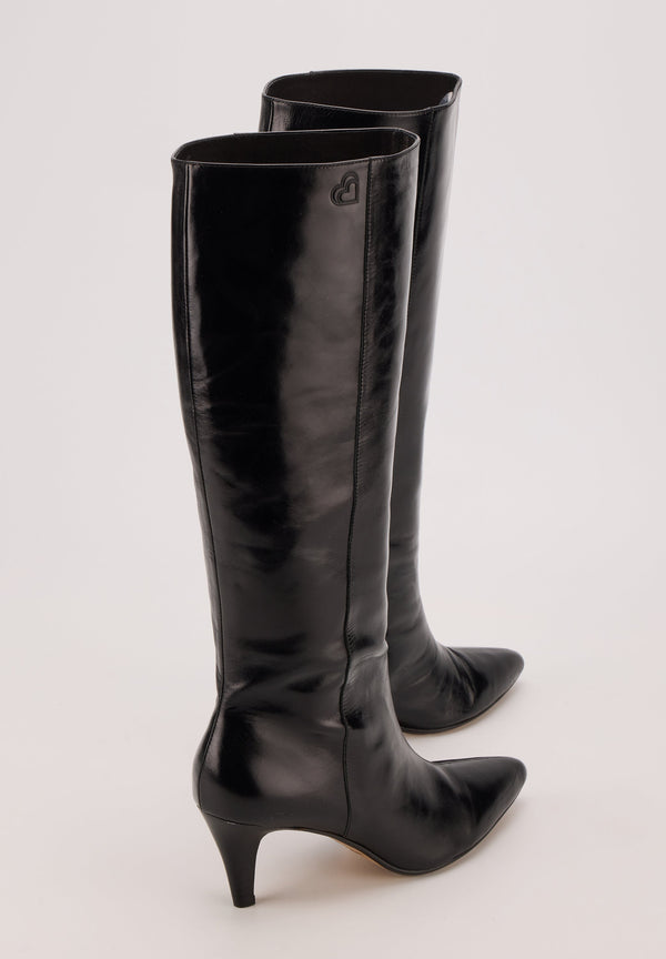 Bottes À Talons - Cuir Noir - Adriana
