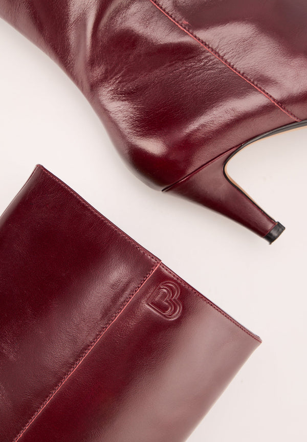Bottes À Talons - Cuir Bordeaux - Adriana