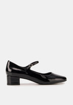 Babies À Brides - Cuir Brillant Noir - Alba