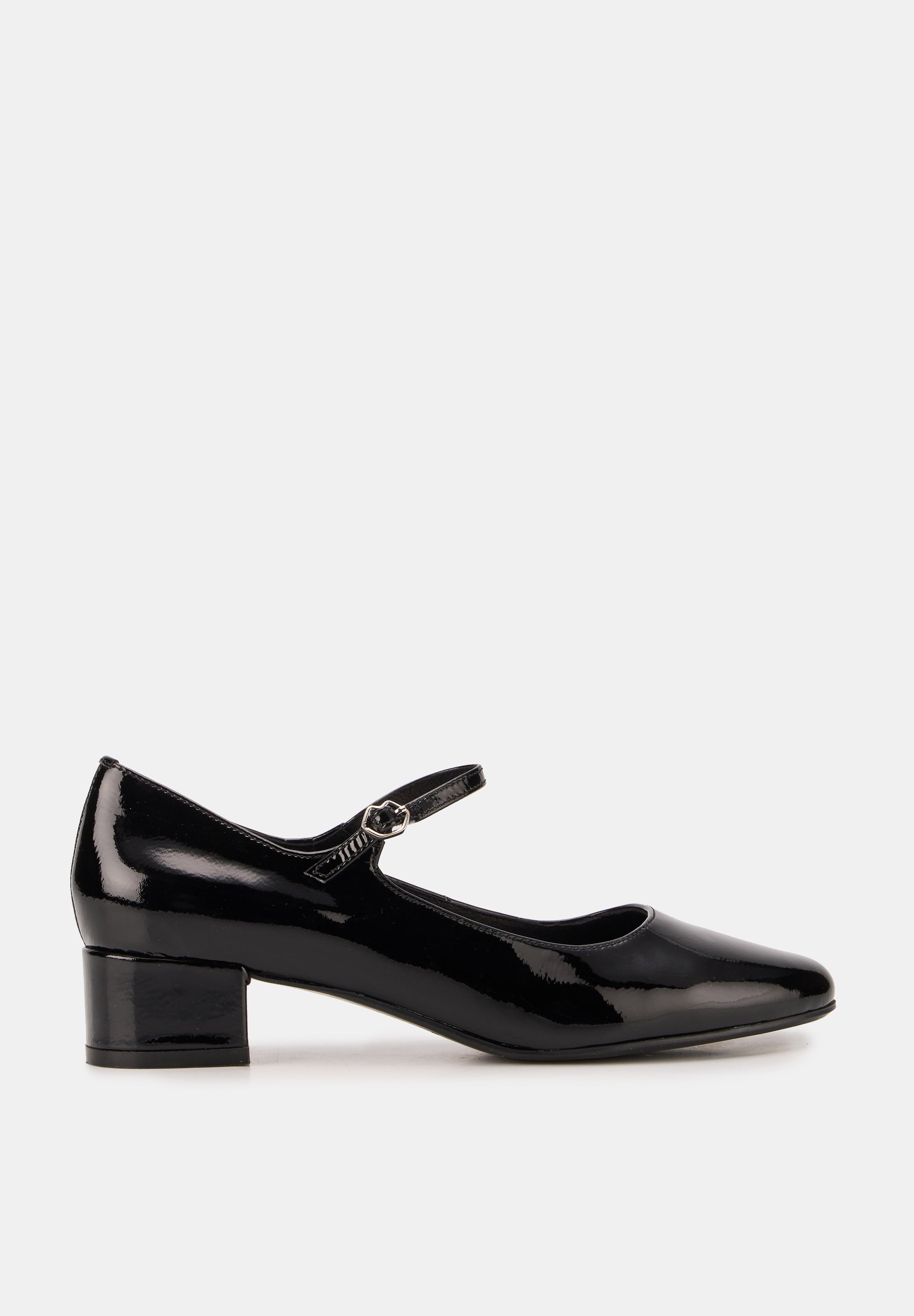 Babies À Brides - Cuir Brillant Noir - Alba