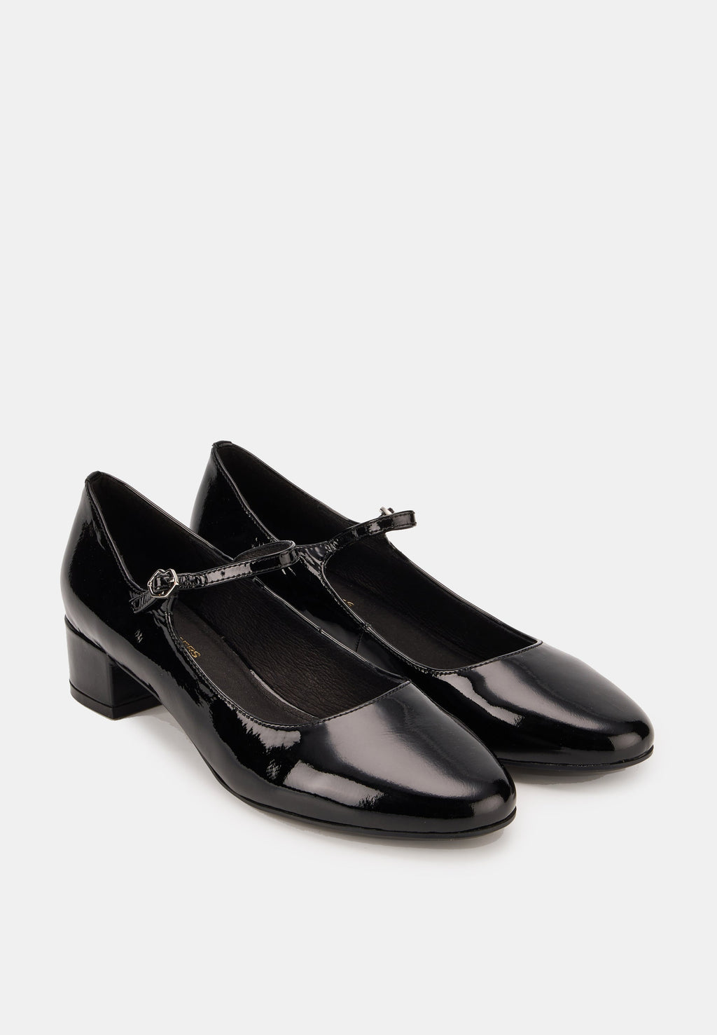 Babies À Brides - Cuir Brillant Noir - Alba