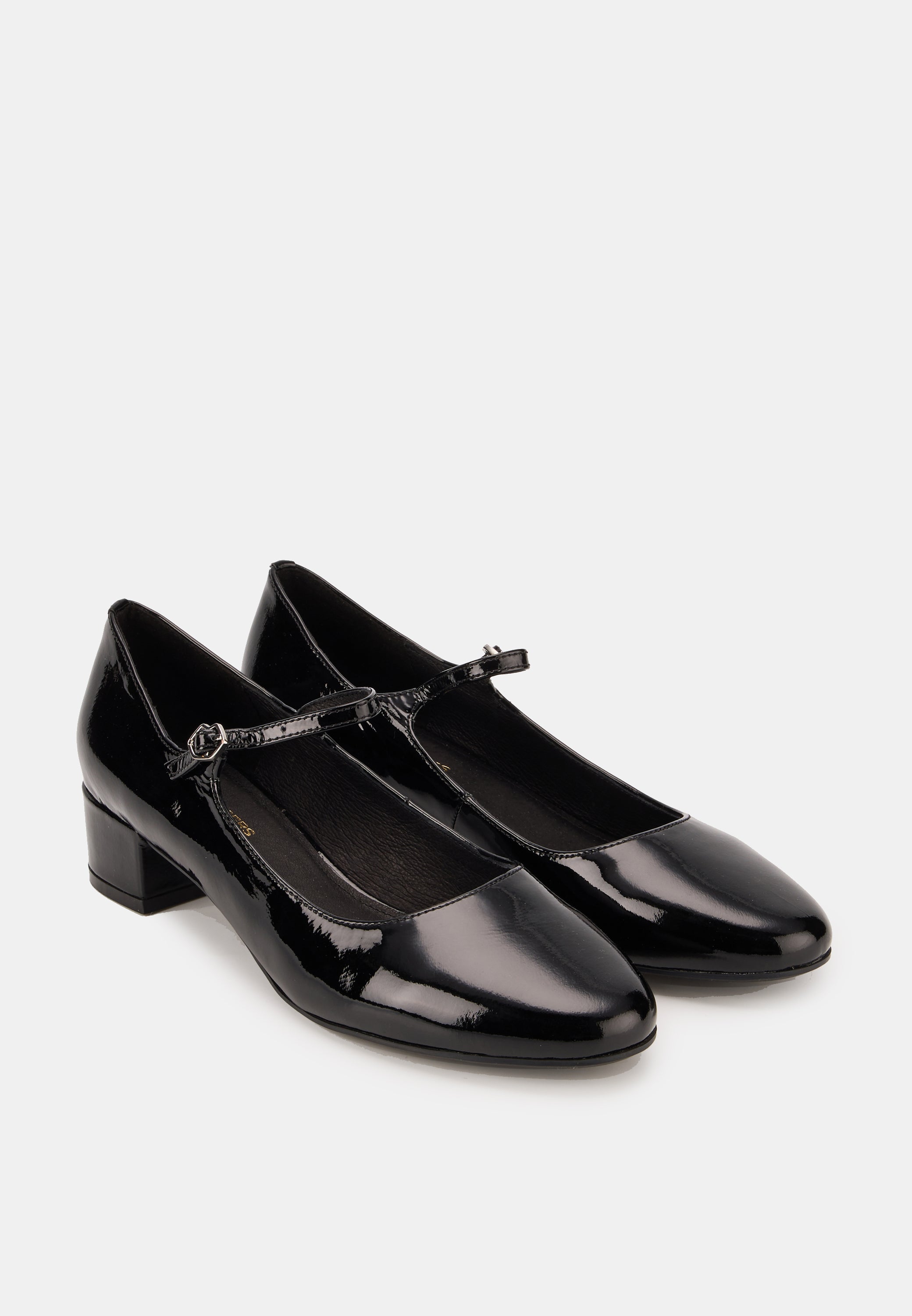 Babies À Brides - Cuir Brillant Noir - Alba