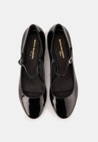 Babies À Brides - Cuir Brillant Noir - Alba