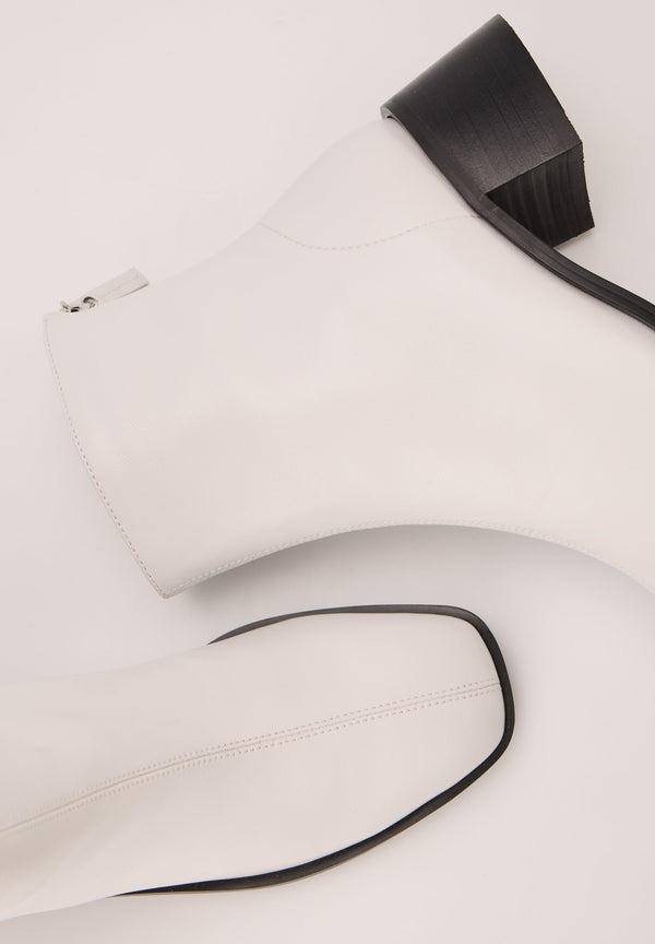 Bottines À Talons - Cuir Lisse Blanc - Coralie