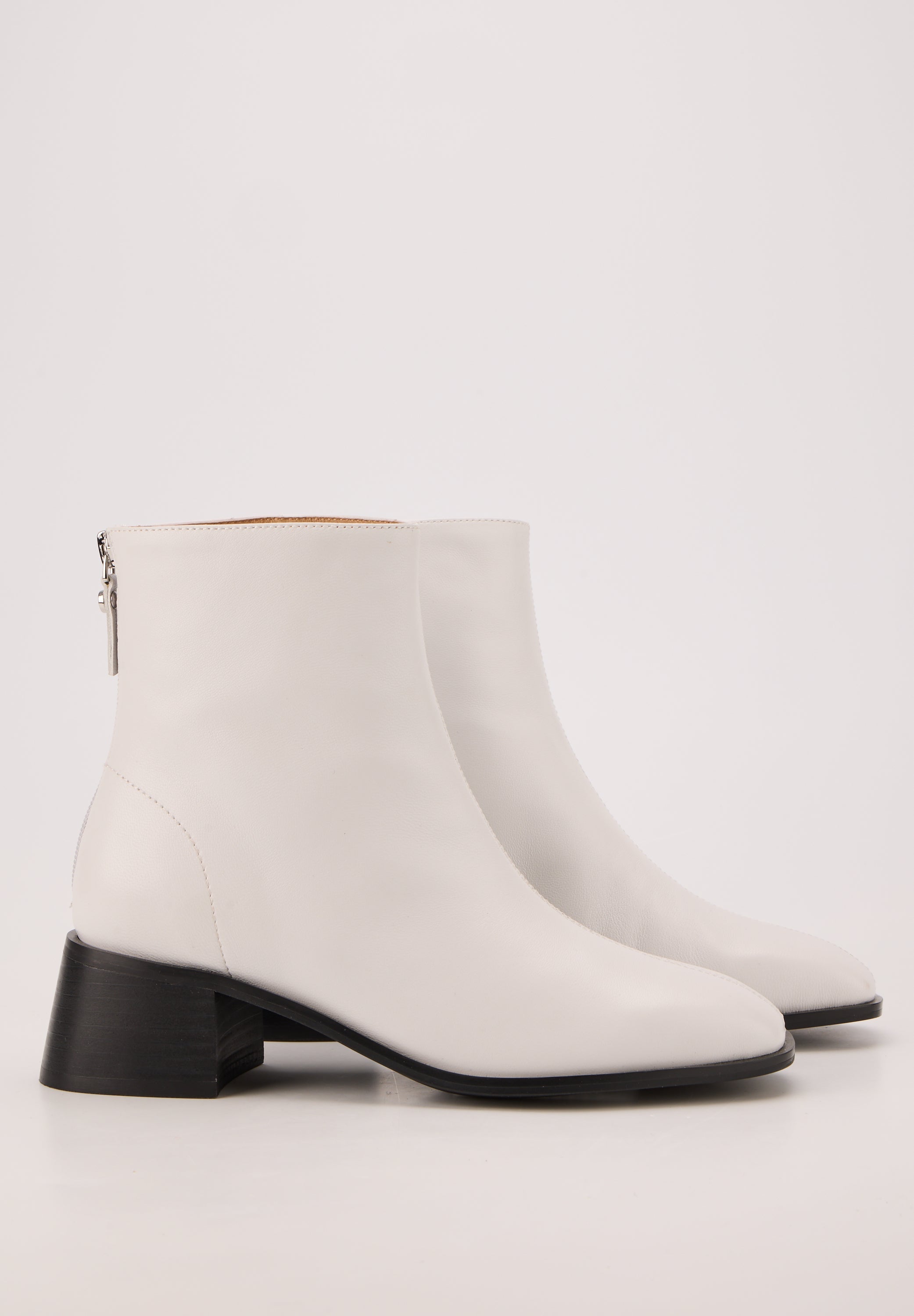 Bottines À Talons - Cuir Lisse Blanc - Coralie