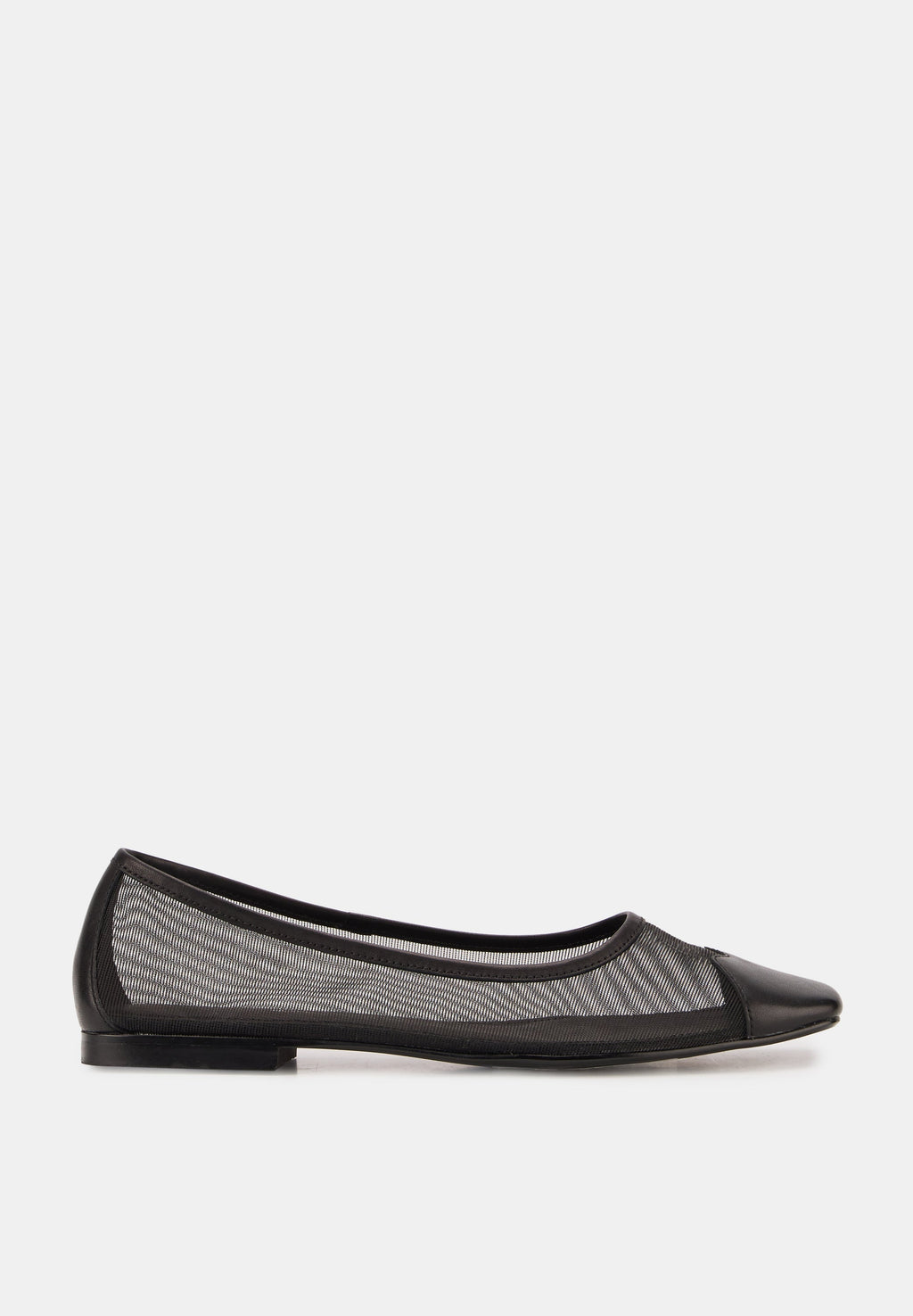 Ballerines - Resille Et Cuir Noir - Elisa