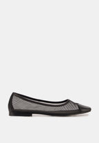Ballerines - Resille Et Cuir Noir - Elisa