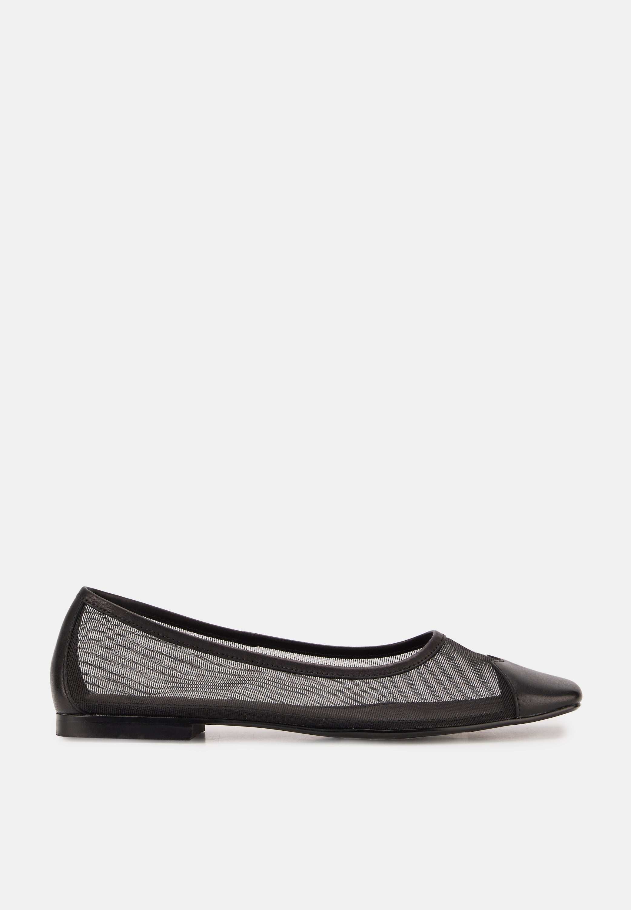 Ballerines - Resille Et Cuir Noir - Elisa