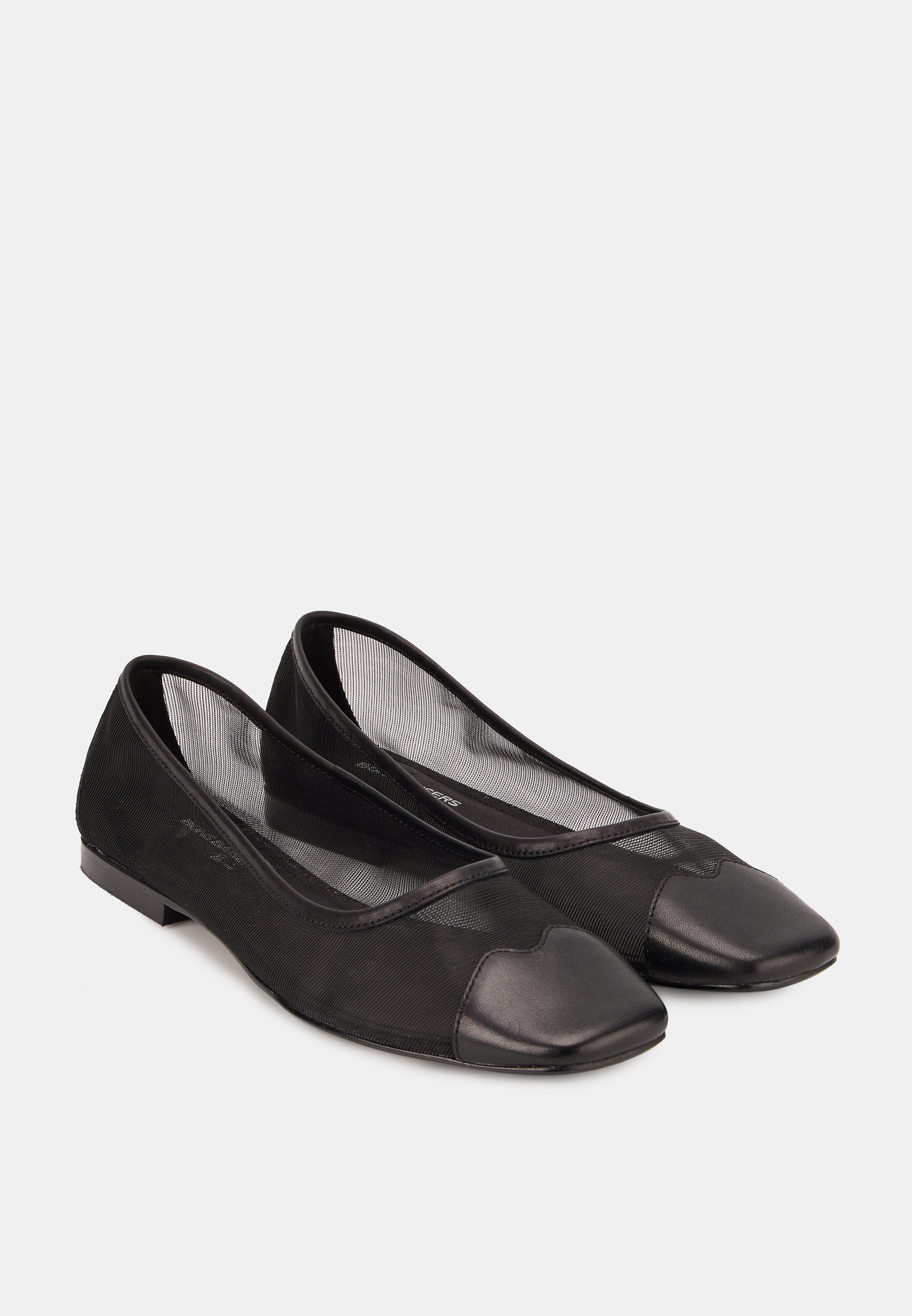 Ballerines - Resille Et Cuir Noir - Elisa