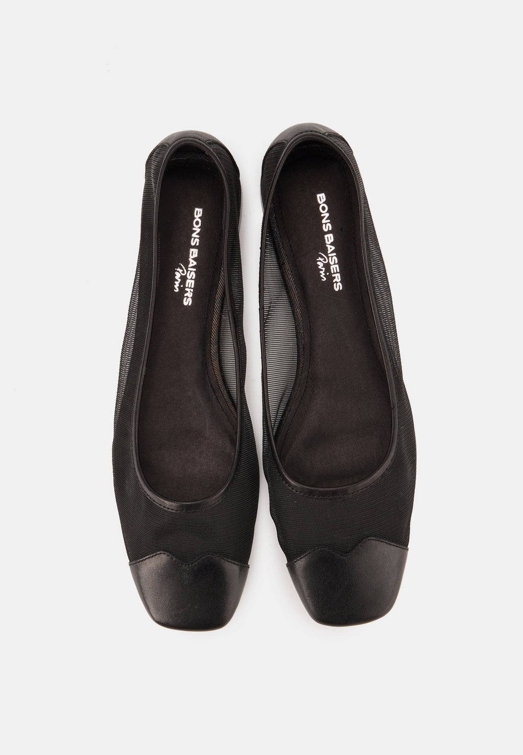 Ballerines - Resille Et Cuir Noir - Elisa