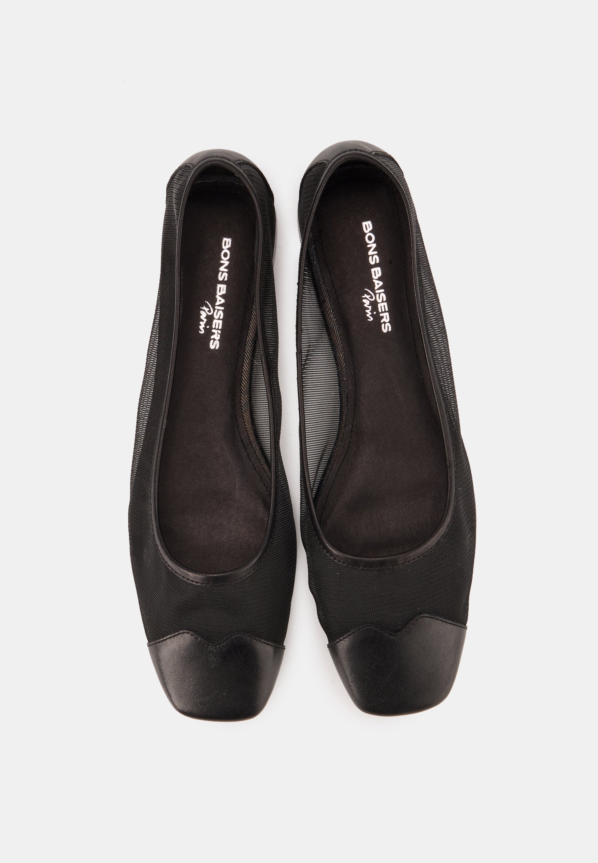 Ballerines - Resille Et Cuir Noir - Elisa