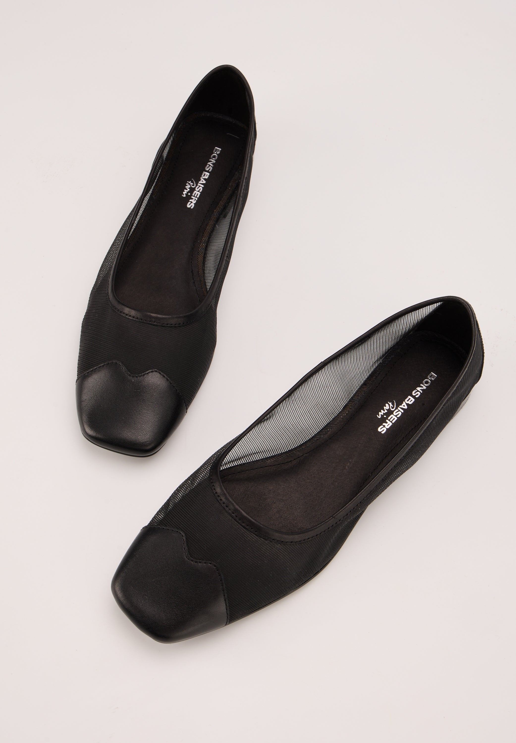 Ballerines - Resille Et Cuir Noir - Elisa