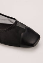Ballerines - Resille Et Cuir Noir - Elisa
