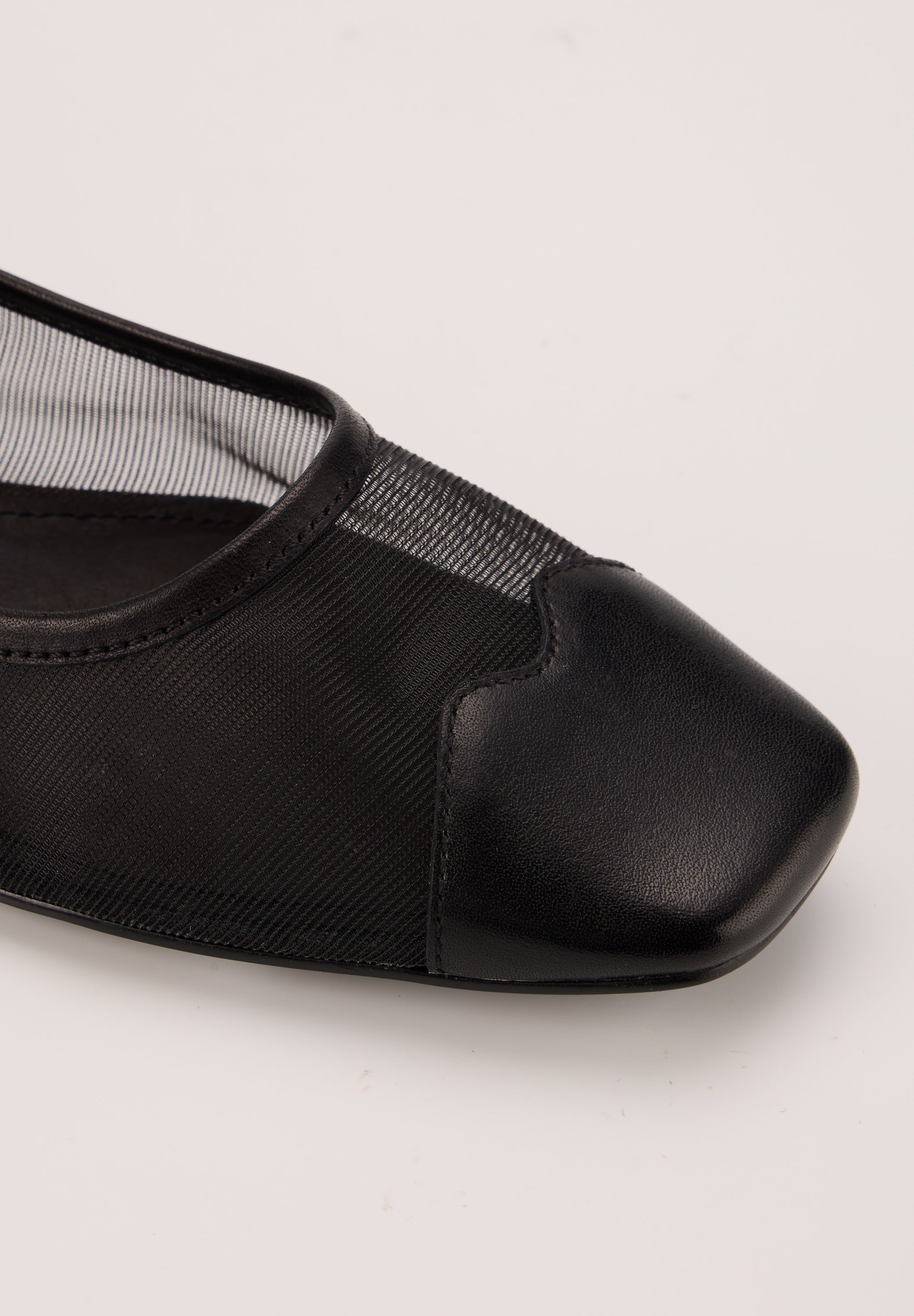 Ballerines - Resille Et Cuir Noir - Elisa