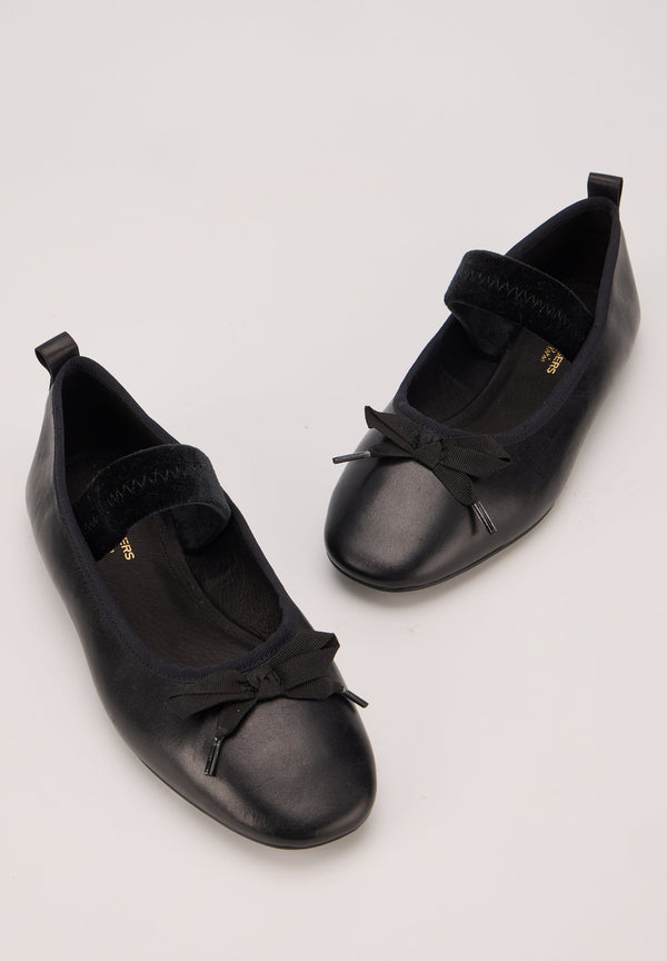 Ballerines À Brides - Cuir Noir - Félicie
