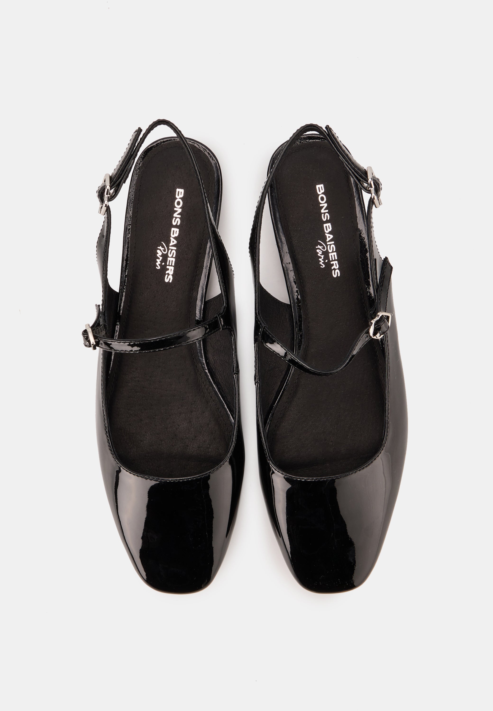 Slingbacks - Cuir Brillant Noir - Héloïse