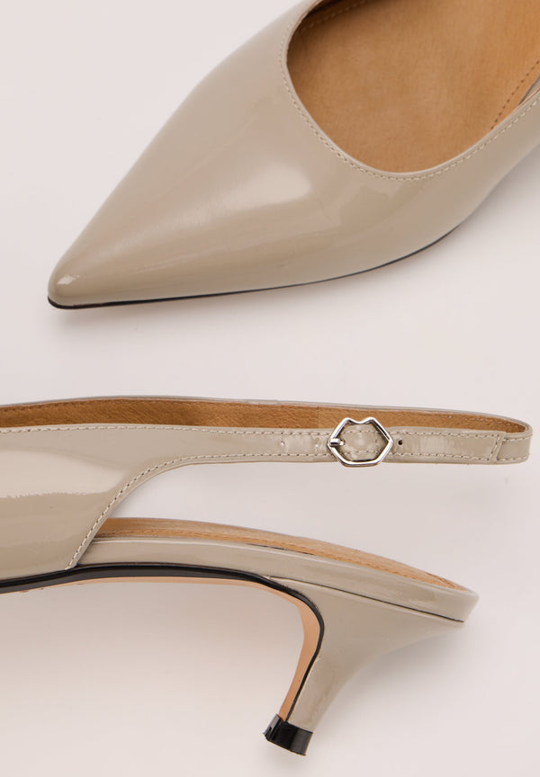 Escarpins Ouverts - Cuir Brillant Gris - Janet