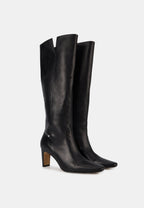 Bottes À Talons - Cuir Lisse Noir - Paola