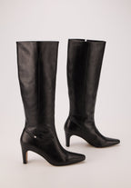 Bottes À Talons - Cuir Lisse Noir - Paola