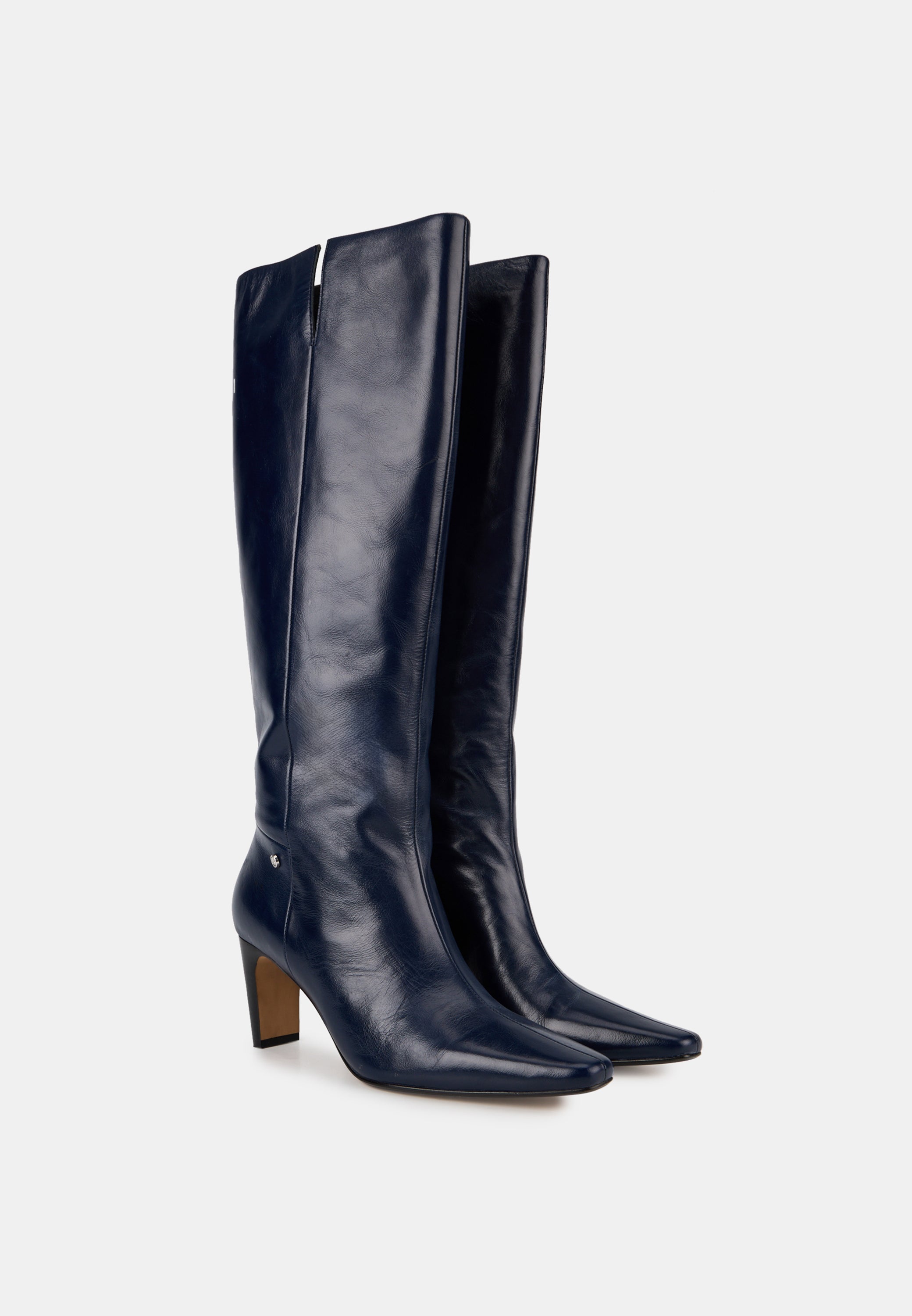 Bottes À Talons - Cuir Brillant Navy - Paola
