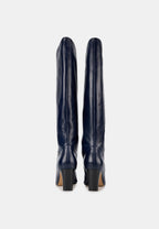 Bottes À Talons - Cuir Brillant Navy - Paola