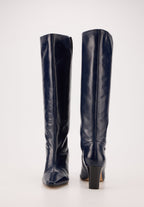 Bottes À Talons - Cuir Brillant Navy - Paola
