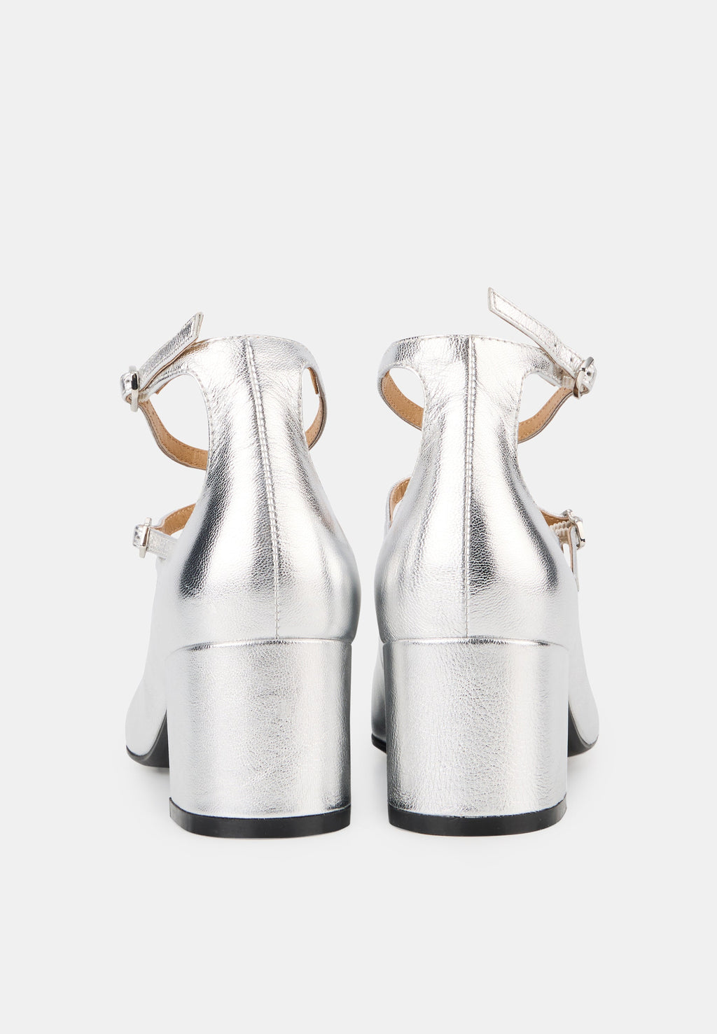 Babies À Talons - Cuir Métallisé Silver - Sofia