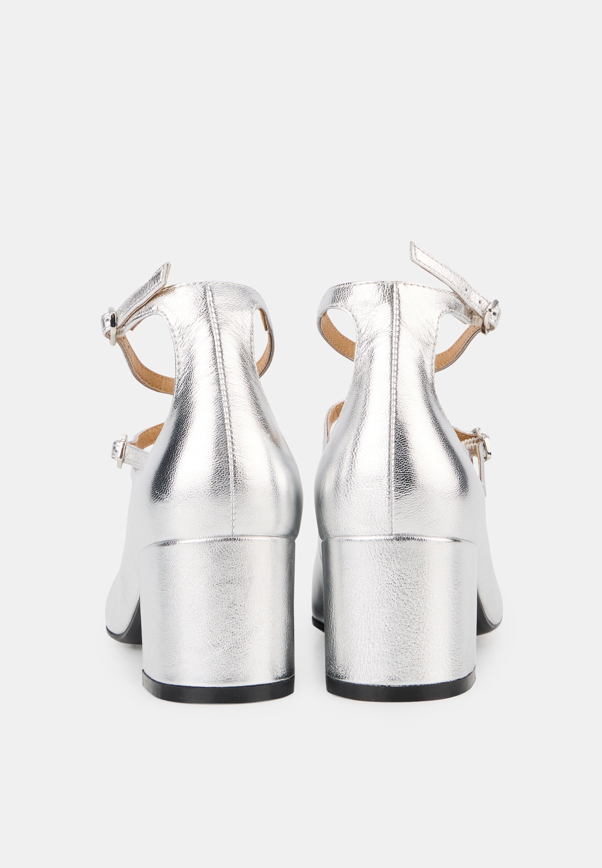 Babies À Talons - Cuir Métallisé Silver - Sofia